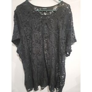 Torrid Sheer Stretch Lace Short Sleeve Top Womens Plus Size 5 5X Black
